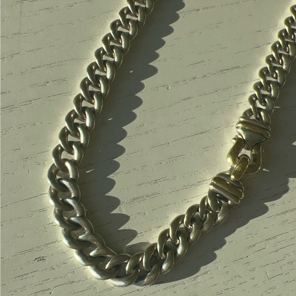 ✅David Yurman 17”Silver Necklace, 14kGold & Silver Buckle.RARE.Some visible wear - Picture 2 of 3